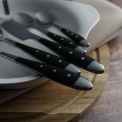 Ложка кофейная 13,8 см ручка черный пластик   P.L. Proff Cuisine [12]