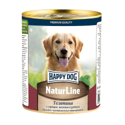 Влажный корм Happy Dog Natur Line для собак с телятиной, сердцем, печенью и рубцом, банка 970г