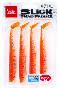 Виброхвосты съедобные Lucky John SLICK SHAD PADDLE 4.5in / цвет PG32 / 4 шт.