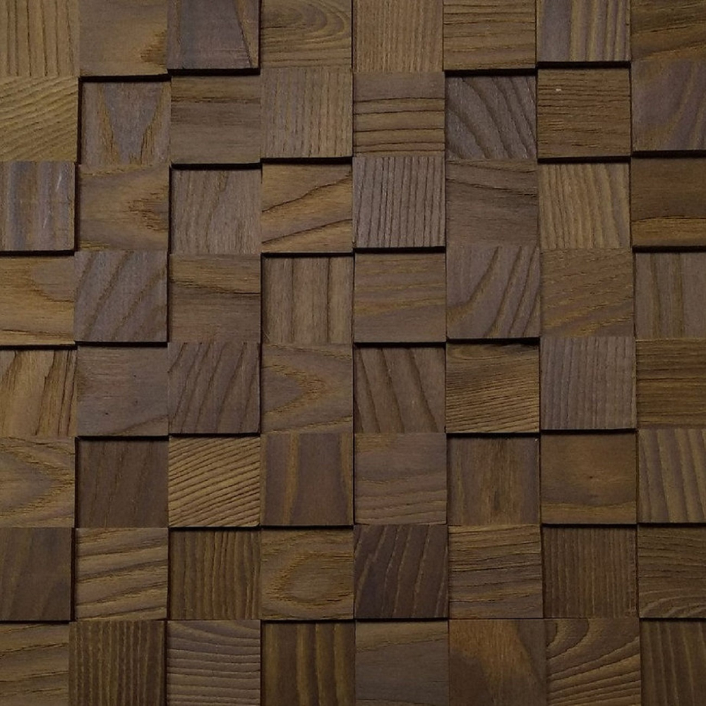 Деревянная мозаика для стен Wood Mosaic 3Д Термоясень пирамида