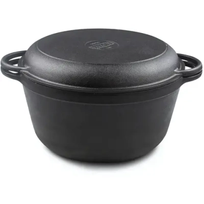 Кастрюля чугунная 4л с крышкой-сковородой чугунной, 22см Гардарика 1304-4