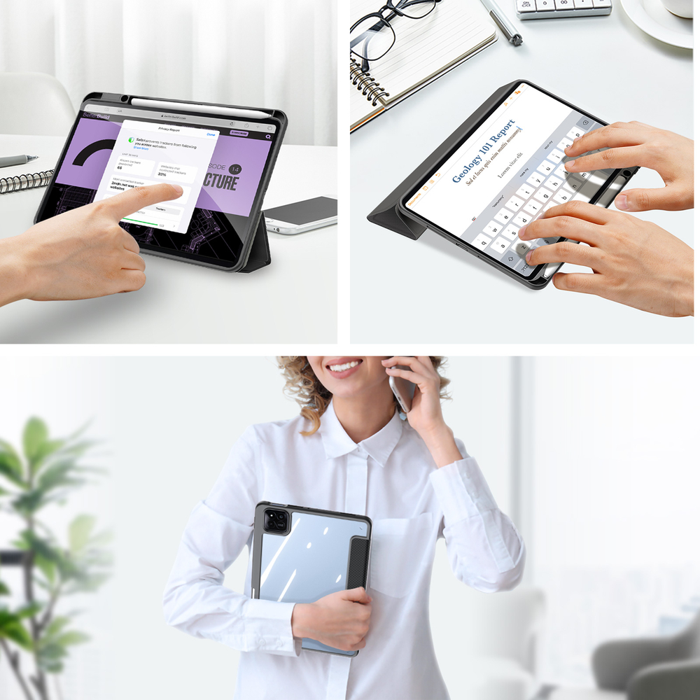 Чехол книжка черного цвета для Xiaomi Pad 8, 8 Pro и Pad 7, 7 Pro, серия Toby Series Case от Dux Ducis