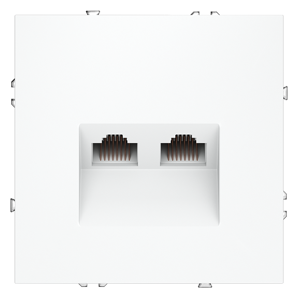 Розетка компьютерная встраиваемая VOLTUM S70 двойная RJ45+RJ45 кат.6, (белый матовый)