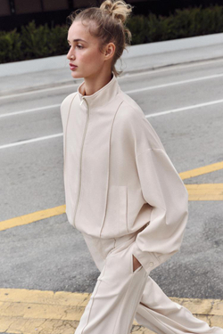 ZARA БОМБЕР С ВОРОТНИКОМ-СТОЙКОЙ, ЭКРЮ