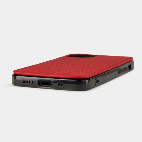 Чехол-накладка для iPhone 12 Mini из натуральной кожи теленка, красного цвета