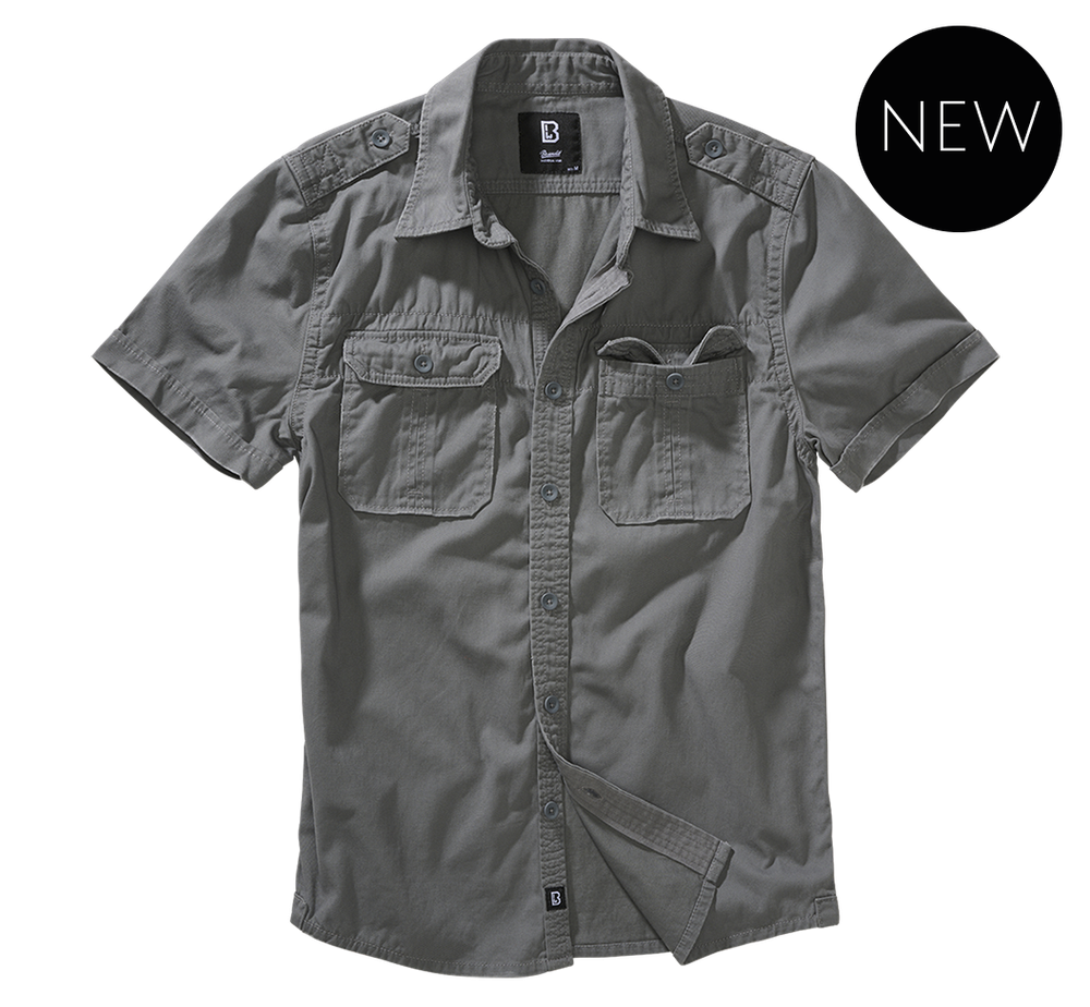 Brandit VINTAGE SHIRT SHORT SLEEVE charcoal grey