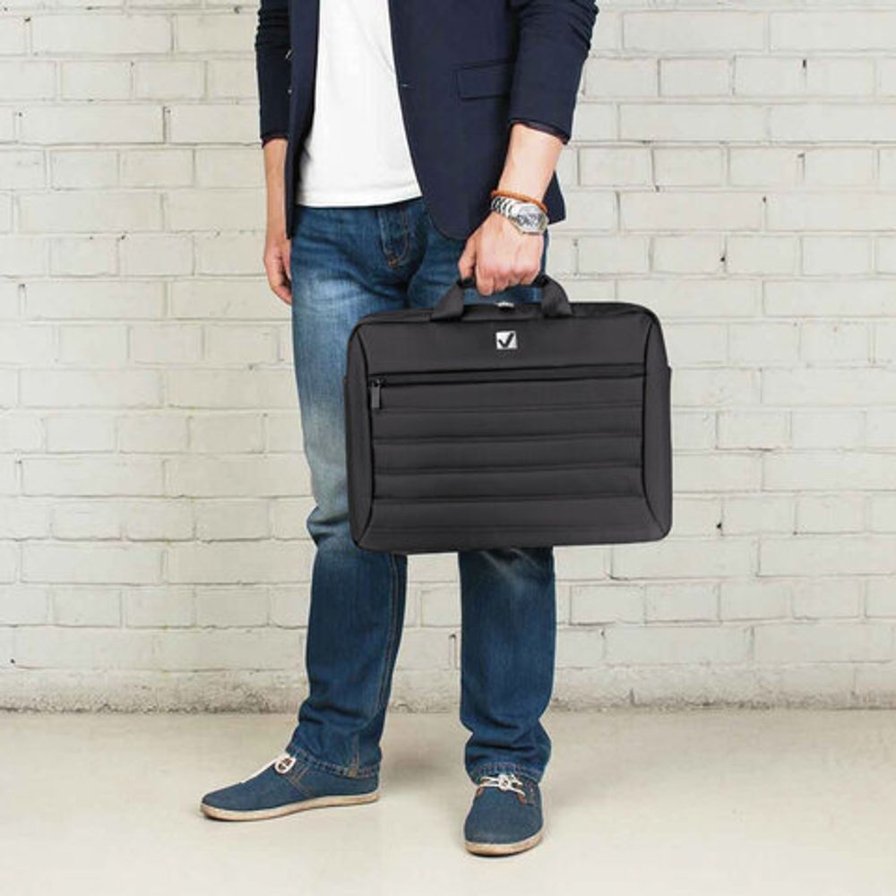 Сумка деловая BRAUBERG с отделением для ноутбука 15,6", "Patrol", противоударная, черная, 41х29х6 см, 240504