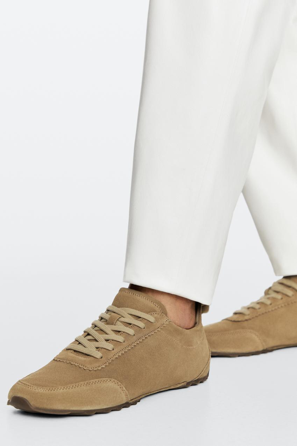 Massimo Dutti Кроссовки из мягкой кожи, верблюжий