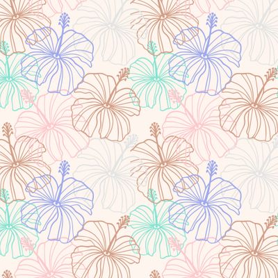 Роскошные цветы Гибискуса на бежевом (телесном) фоне