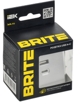 BRITE Розетка USB A+C 45Вт высокоскоростная зарядка РЮ11-2-БрА алюминий IEK