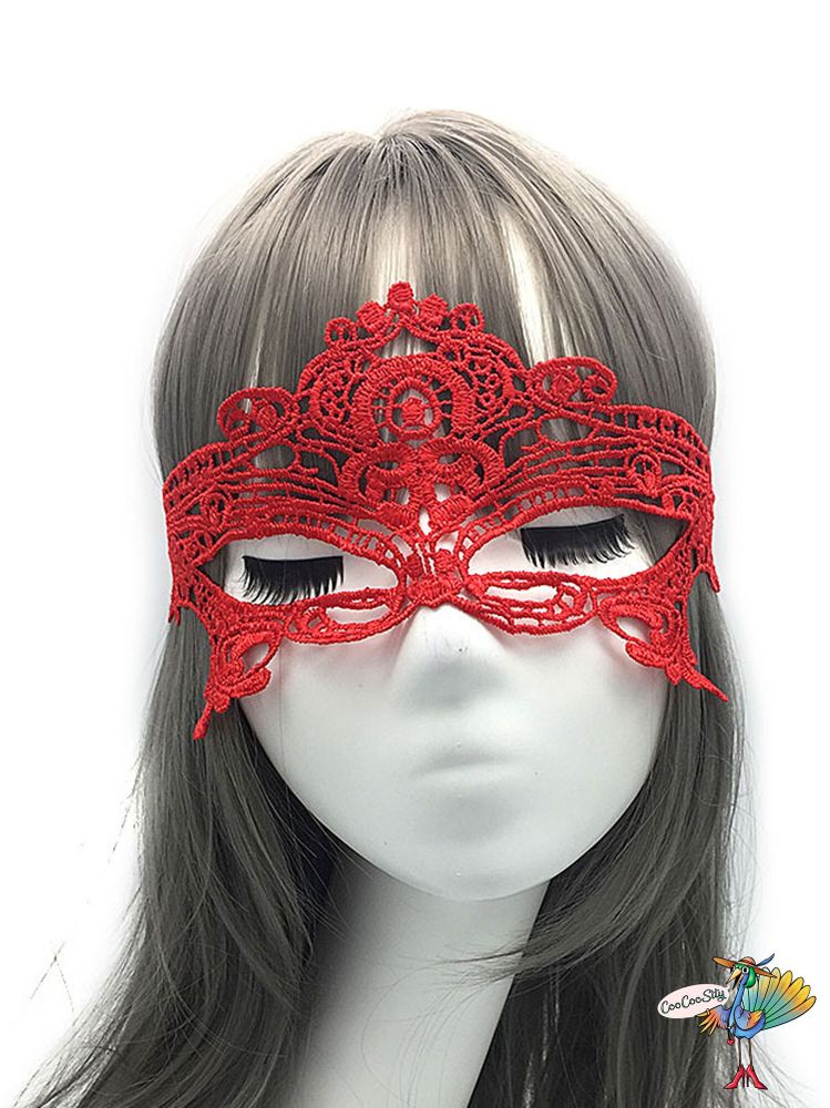маска кружево Королевское, красная, текстиль