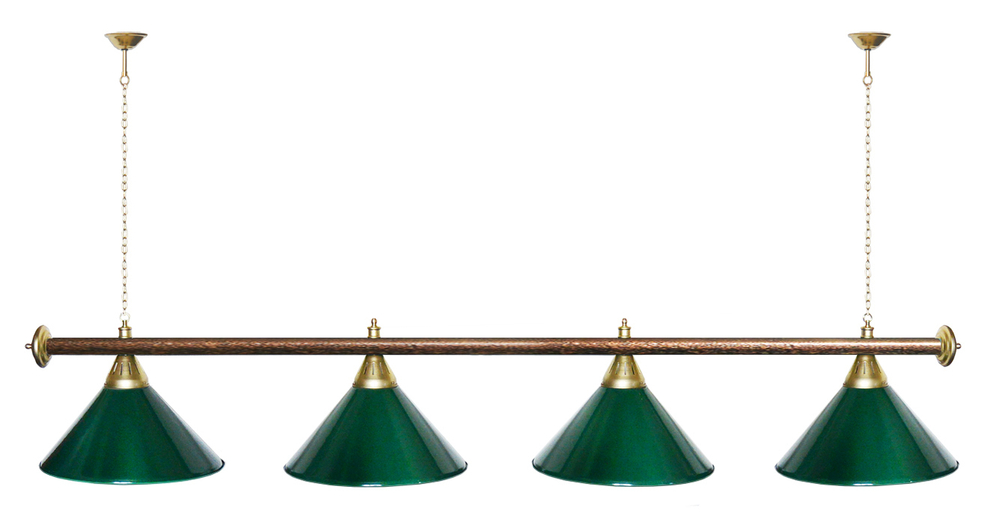 Лампа STARTBILLIARDS 4 пл. (плафоны зеленые,штанга золотая,фурнитура золото)