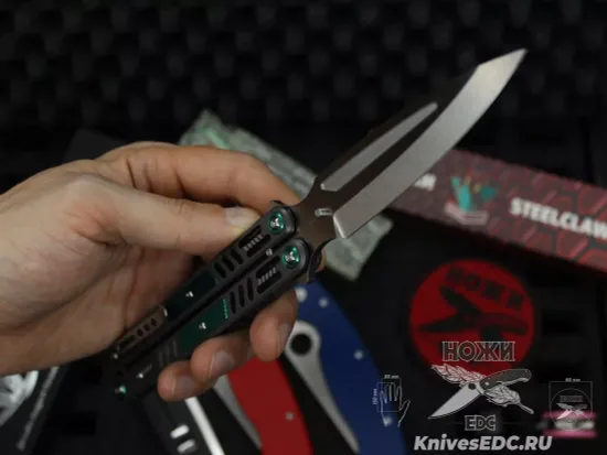 Нож бабочка (балисонг) Reptilian Стикс-03 сталь D2, рукоять сталь + алюминий