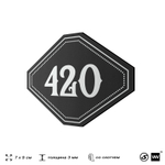 Номерок на дверь квартиры 420, для кабинета, офиса, шильдик 9 х 7 см, черный, Айдентика Технолоджи