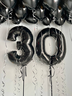 Воздушные шары цифры чёрные на 30 лет №2655