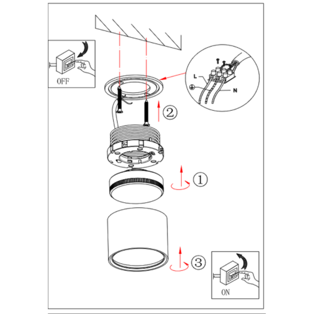OL7 GX53 BK/CH Подсветка ЭРА Накладной под лампу Gx53, алюминий, цвет черный+хром