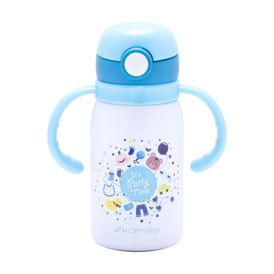 Термос для детей 300 мл. из нержавеющей стали Kamille КМ-2027 с трубочкой и двумя ручками