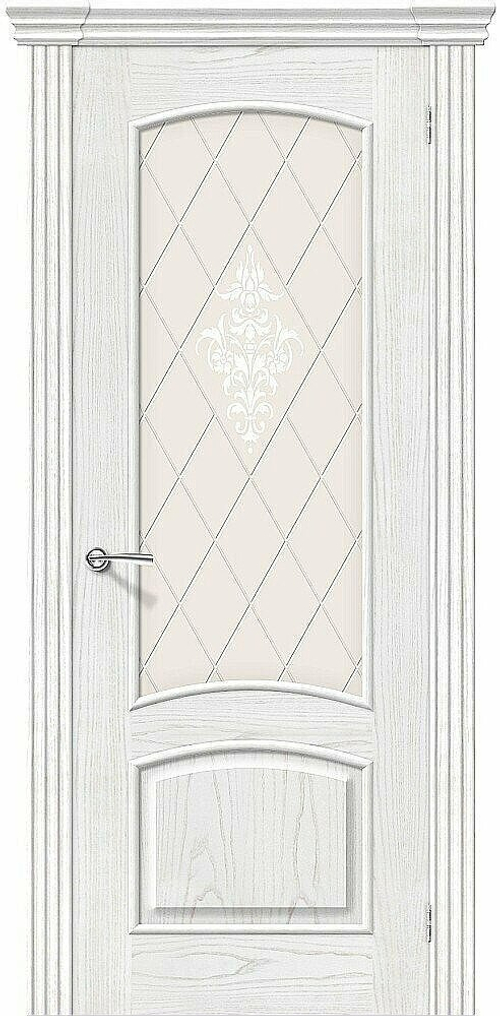 Дверь Амальфи / Цвет Т-23 (Жемчуг) / Стекло Худ. / Двери Браво