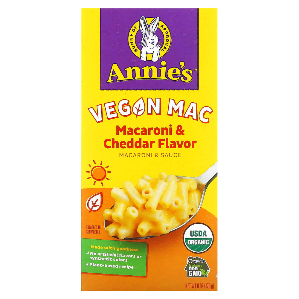 Annie's Homegrown, веганские макароны, макароны с чеддером, 170 г (6 унций)