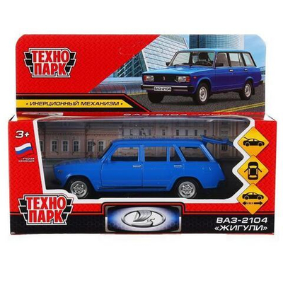 Модель ин. мет. "ВАЗ-2104 Жигули" 12см, открыв. двери, синий, коробка 2104-12-BU (Технопарк)