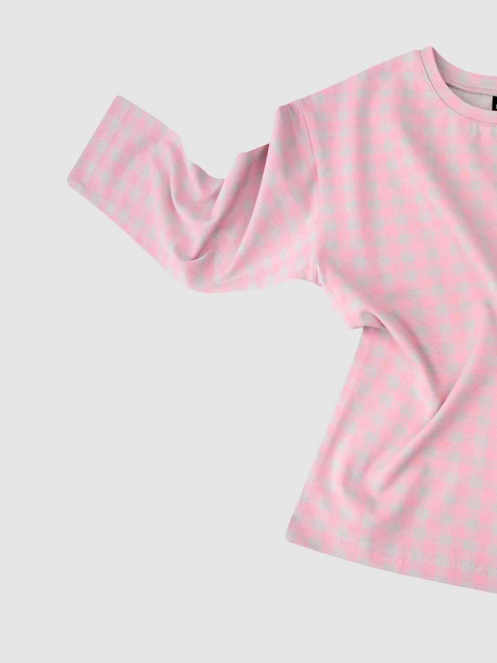 Лонгслив Mjölk Клетка розовая