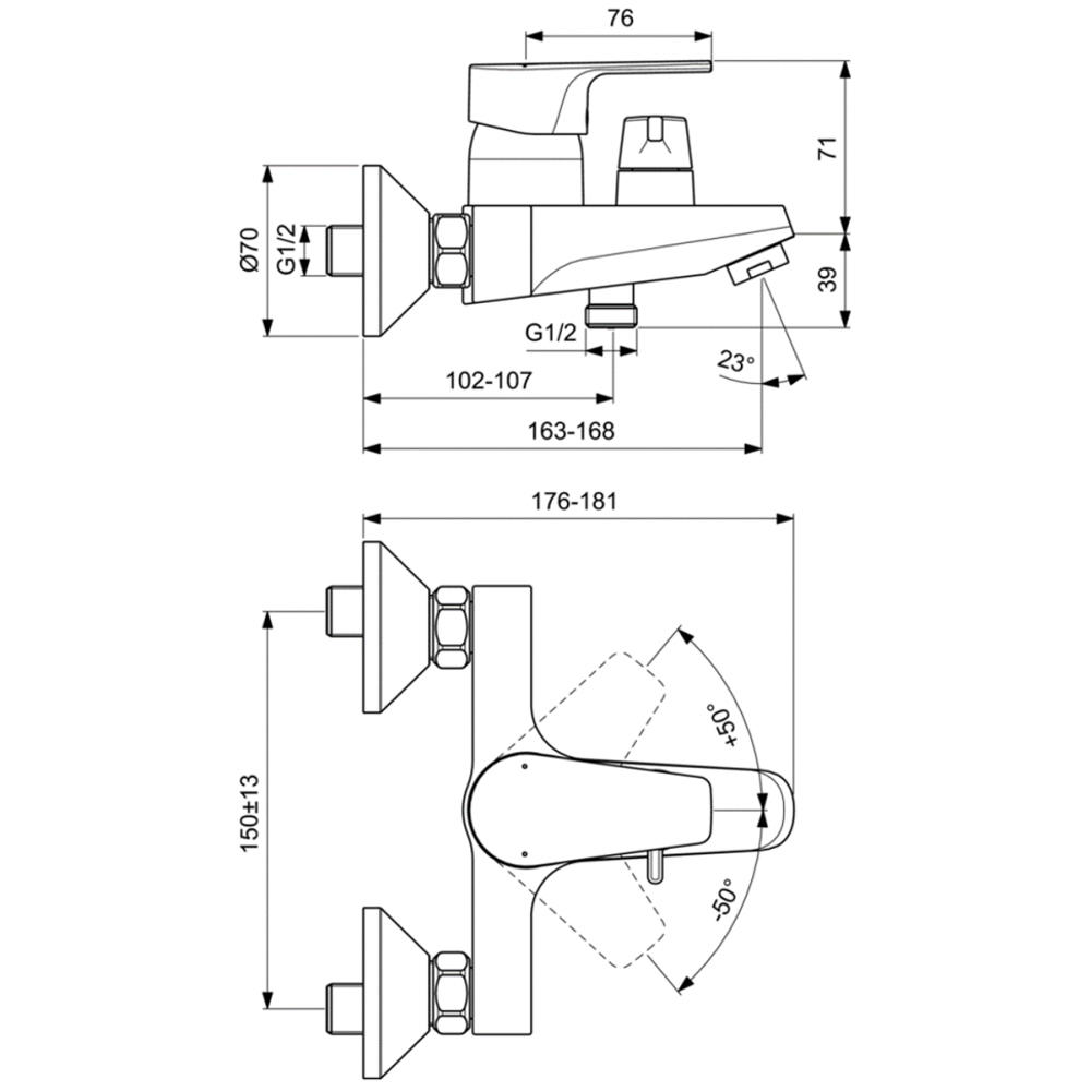 Смеситель Ideal Standard CERAFINE MODEL D BC494AA для ванны/душа