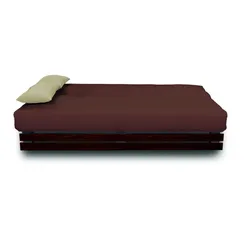 Диван «Манго 1», обивка «нео шоколад», подушки «нео латтэ», панель орех