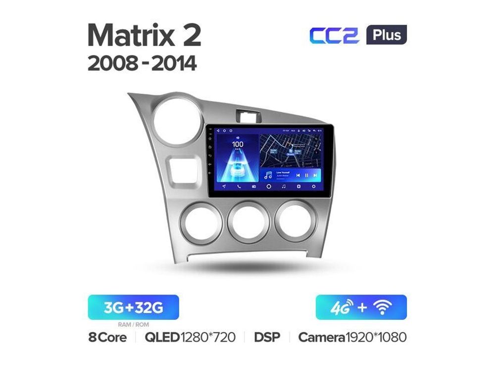 Магнитола Teyes CC2 Plus 3-32 Toyota Matrix 2 E140 2008 — 2014 9.0&quot;