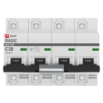 Автоматический выключатель 4P 20А (C) 10kA ВА 47-100 EKF Basic
