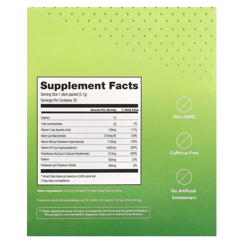 310 Nutrition, Hydrate, Electrolyte Drink Mix, Lemon-Lime , 30 Sticks, 0.18 oz (5.1 g) Each