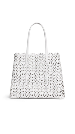 ALAÏA СУМКА MINA 37 ИЗ ТЕЛЯЧЬЕЙ КОЖИ, КРЕМОВЫЙ