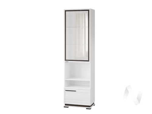 Пенал со стеклом МШ-3 Гостиная Модена (белый/венге)