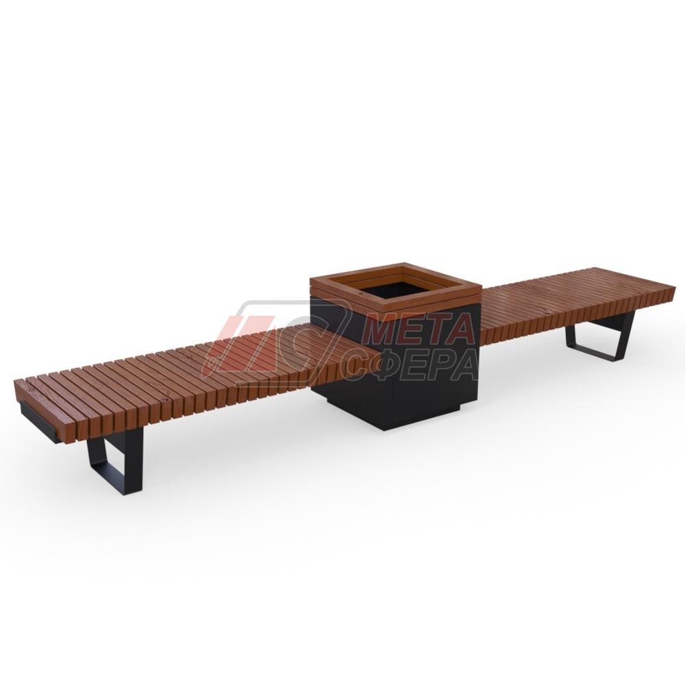 Лавка Rail Road 02 двойная с высоким вазоном