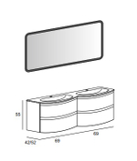 Мебель для ванной раковина с двумя чашами Cezares VAGUE 138 Rovere tabacco