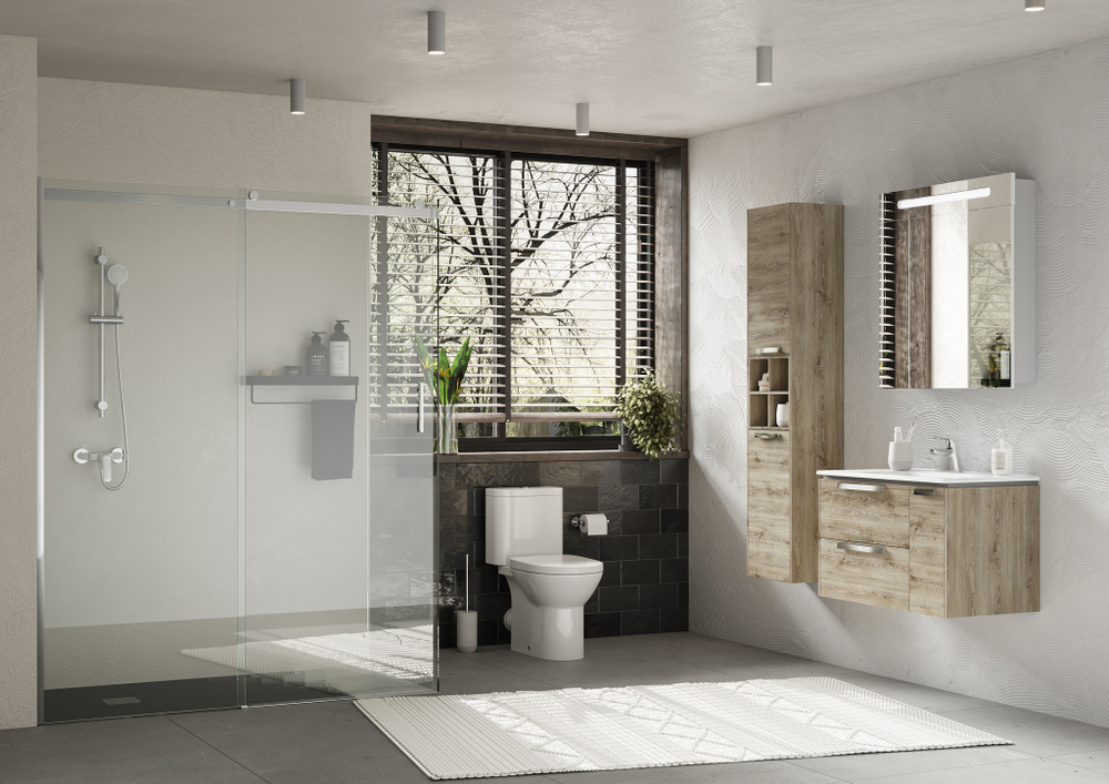 Дверь раздвижная Roca Area 1200x2000, левая, ручка справа, прозрачное стекло, профиль xром MP05L2012M