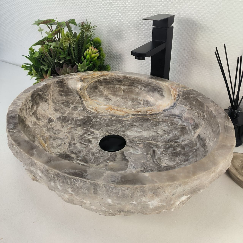 Каменная раковина из оникса Erozy Grey EO-04731 (52*42*14) 0156 из натурального камня