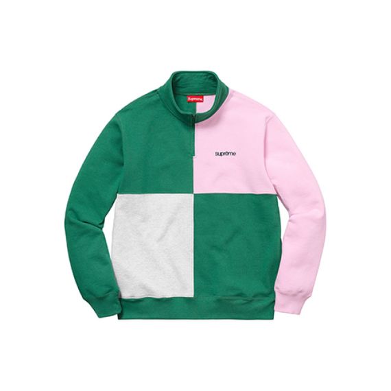 Supreme SS18 Color Blocked Half Zip Sweatshirt Light Pine