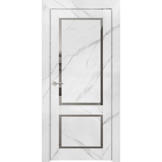 Купить Дверь экошпон Neo Loft 301 Marable Soft Touch монте белый стекло grey