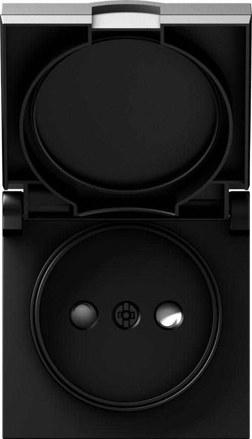 Накладка для розетки без заземления, с крышкой, 16A 250 В~, матовый карбон, серия A07