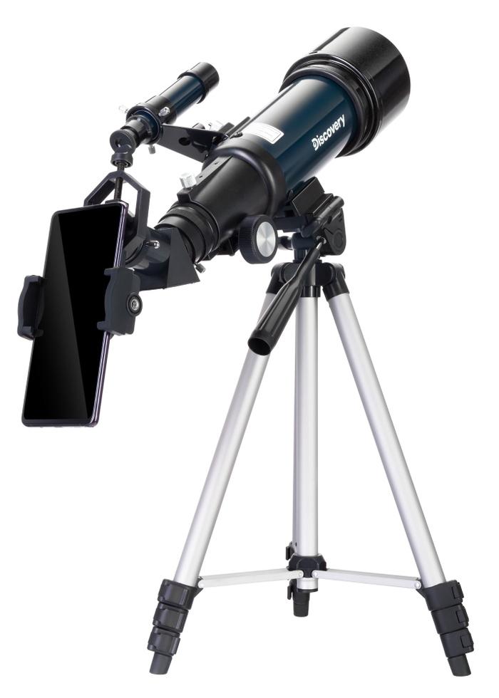 Телескоп Levenhuk Discovery Sky Trip ST70 с книгой Космос. Непустая пустота и держателем для смартфона