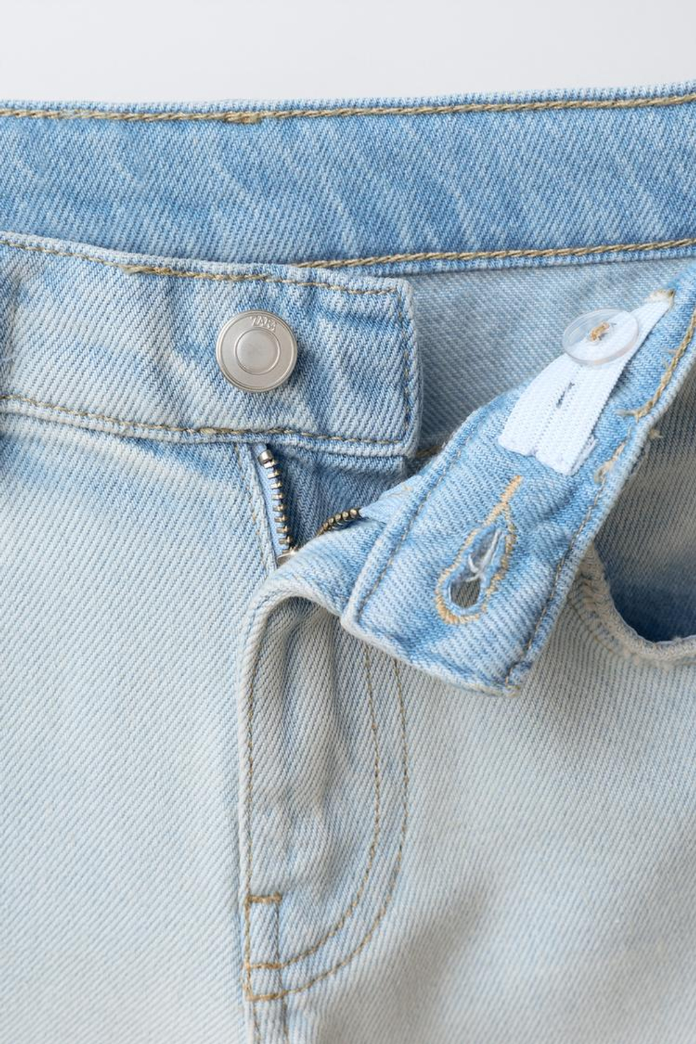 ZARA ДЖИНСЫ ШИРОКОГО КРОЯ СО СТРАЗАМИ, СИНИЙ