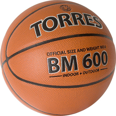 Мяч баскетбольный TORRES BM600, B32026, р.6, ПУ, нейлон. корд, бут. камера, темно-коричневый-черн