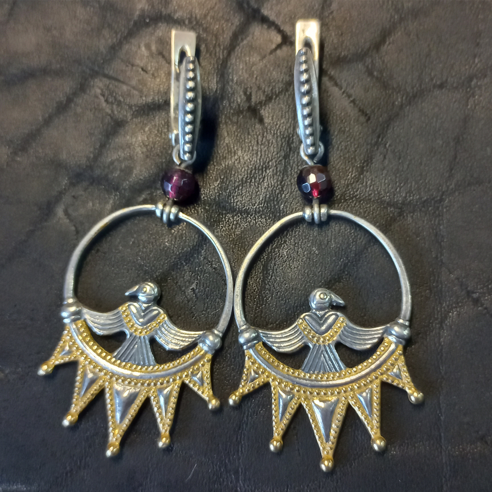 Серьги "Танцующие Птицы" с позолотой