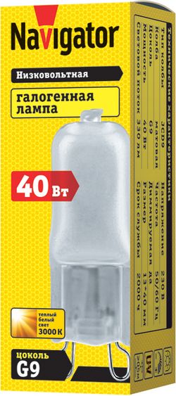 Лампа Navigator 94 232 JCD9 40W frost G9 230V 2000h