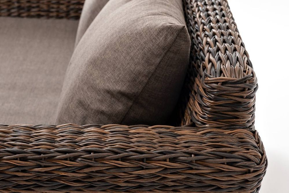 "Капучино" диван из искусственного ротанга (гиацинт) двухместный, цвет коричневый