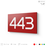 Номер на дверь 443, табличка на дверь для офиса, квартиры, кабинета, аудитории, склада, красная 120х70 мм, Айдентика Технолоджи