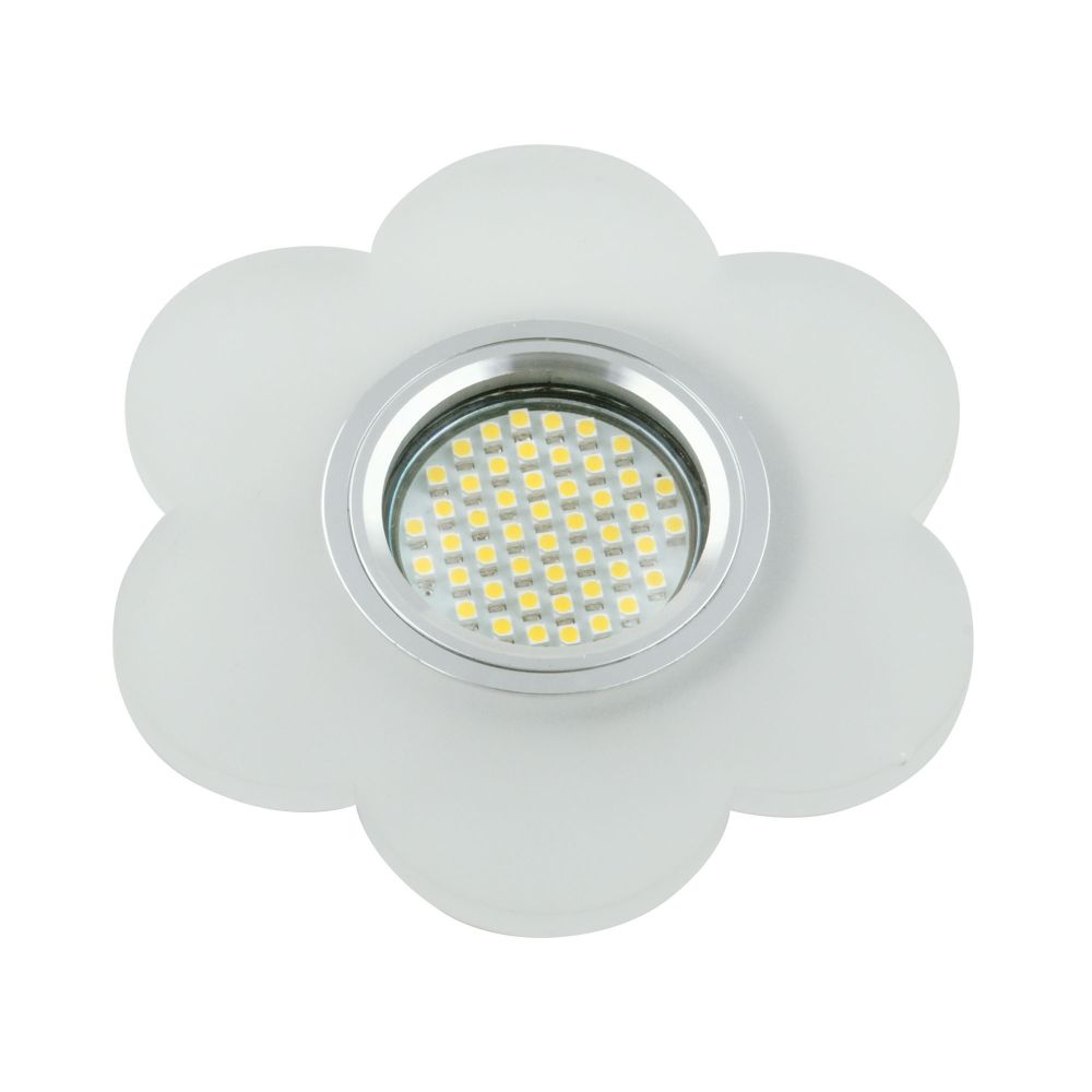 DLS-L126 GU5.3 CHROME/MATT CLEAR Светильник декоративный встраиваемый, серия Luciole. Без лампы, цоколь GU5.3. Доп. светодиодная подсветка 3Вт. Металл