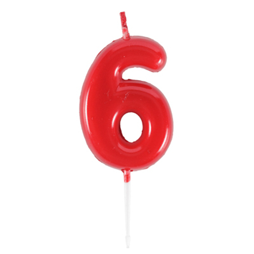 Свеча -цифра "6" Красная 4,5см