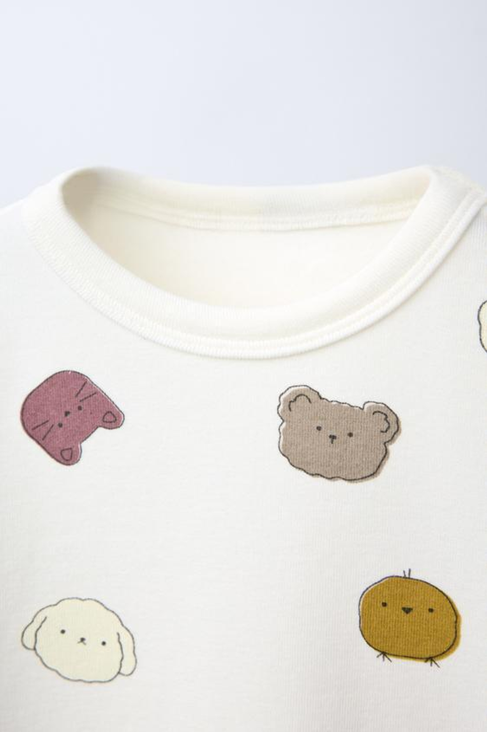 ZARA ТЕПЛАЯ ПИЖАМА С АНИМАЛИСТИЧЕСКИМ ПРИНТОМ, ЭКРЮ