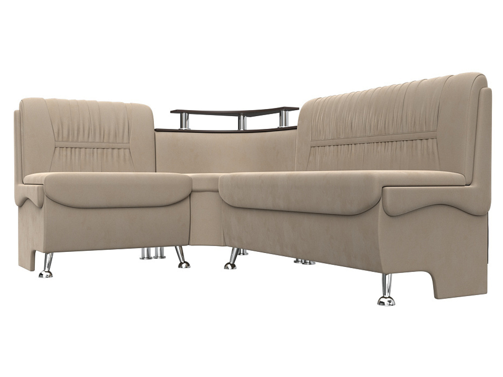 Диван кухонный угловой Сидней левый угол, Бежевый, Велюр, 126110L